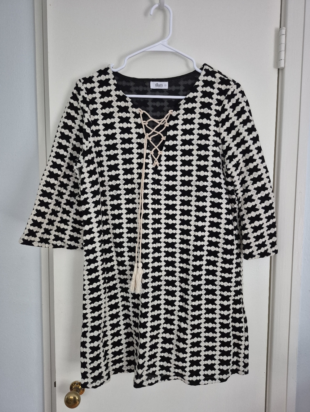 Glam Black & White Woven Dress